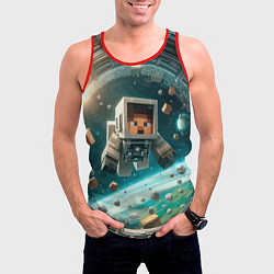 Майка-безрукавка мужская An astronaut in outer space - Minecraft, цвет: 3D-красный — фото 2