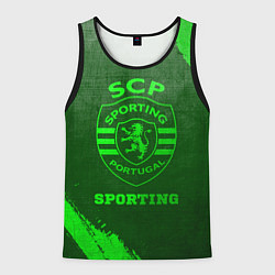Майка-безрукавка мужская Sporting - green gradient, цвет: 3D-черный