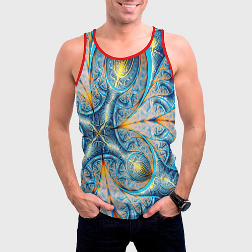Мужская майка без рукавов Оптический узор фрактальный / 3D-Красный – фото 3