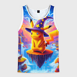 Майка-безрукавка мужская Pikachu in a stargazers hat, цвет: 3D-белый