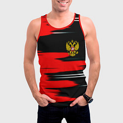 Майка-безрукавка мужская Россия полосы краски, цвет: 3D-красный — фото 2
