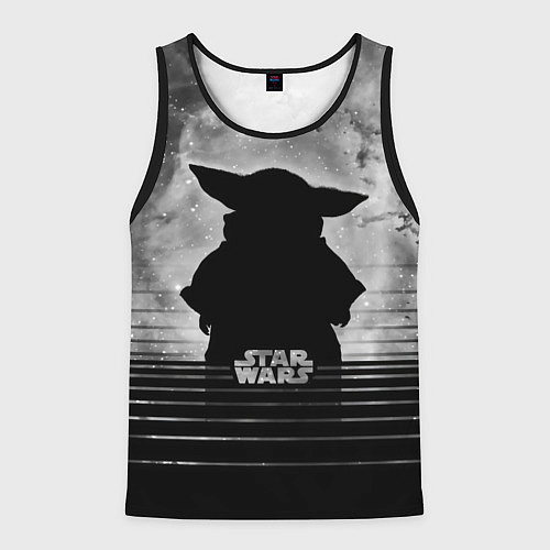 Мужская майка без рукавов Звездное небо - Беби Йода / 3D-Черный – фото 1