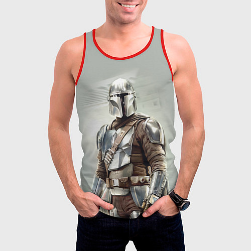 Мужская майка без рукавов The Mandalorian - Din Djarin / 3D-Красный – фото 3