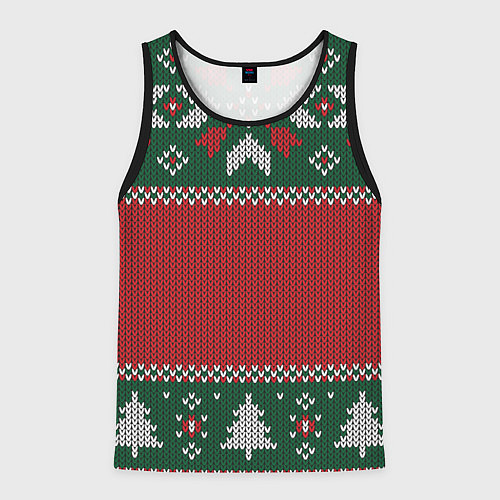 Мужская майка без рукавов Knitted Christmas Pattern / 3D-Черный – фото 1