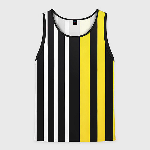 Мужская майка без рукавов Вертикальные полосы триколор жёлтый / 3D-Черный – фото 1