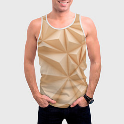 Майка-безрукавка мужская Бежевые полигональные фигуры, цвет: 3D-белый — фото 2