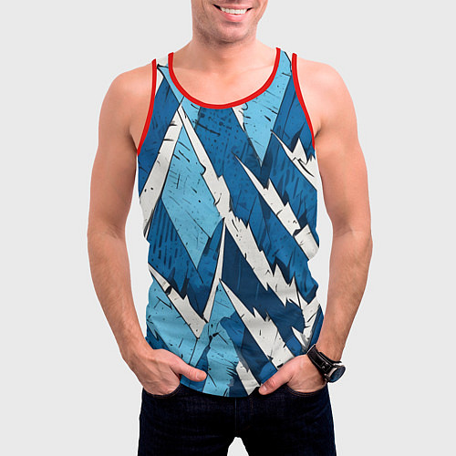Мужская майка без рукавов Геометрический камуфляж / 3D-Красный – фото 3