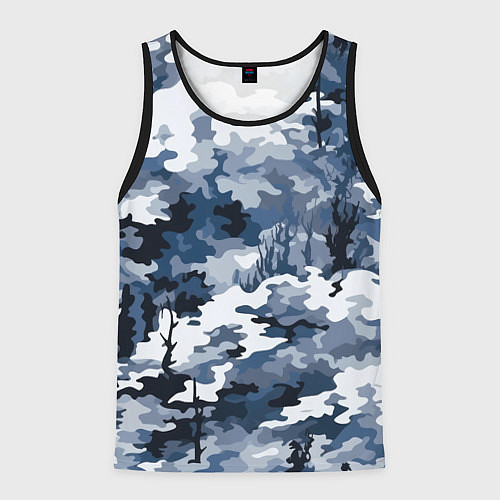 Мужская майка без рукавов Камуфляж серо синий / 3D-Черный – фото 1