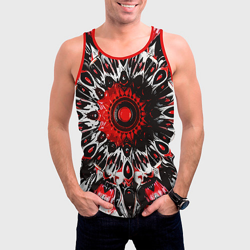 Мужская майка без рукавов Красная сюрреалистичная абстракция / 3D-Красный – фото 3