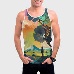 Майка-безрукавка мужская На природе абстракция, цвет: 3D-белый — фото 2
