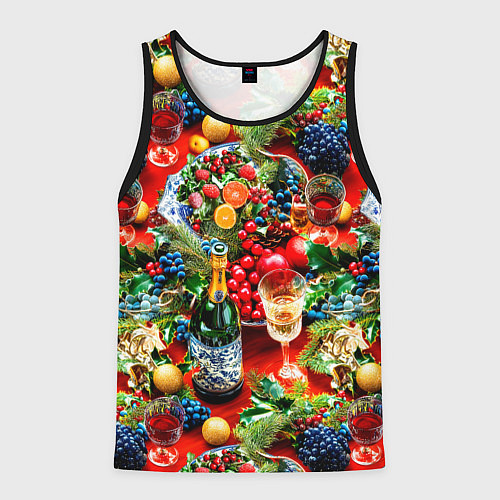 Мужская майка без рукавов Новогодние угощения / 3D-Черный – фото 1
