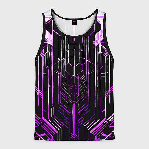 Мужская майка без рукавов Purple lines on a black background / 3D-Черный – фото 1