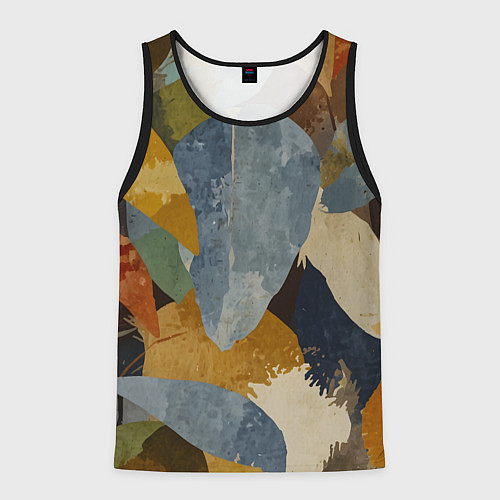 Мужская майка без рукавов Акварельные листья абстракция / 3D-Черный – фото 1