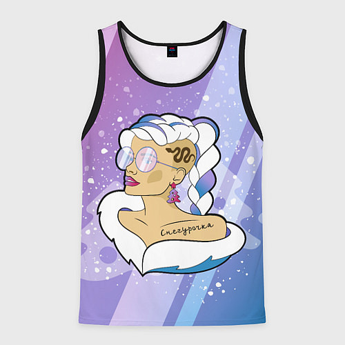 Мужская майка без рукавов Снегурочка с тату / 3D-Черный – фото 1