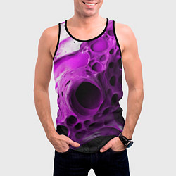 Майка-безрукавка мужская Фиолетово-белая абстрактная структура, цвет: 3D-черный — фото 2