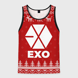 Майка-безрукавка мужская Новогодний Exo с оленями, цвет: 3D-черный