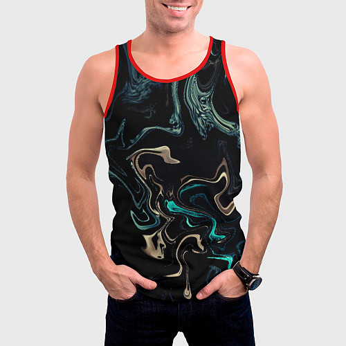 Мужская майка без рукавов Безумие волн / 3D-Красный – фото 3