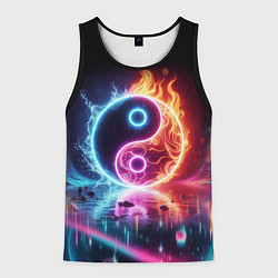 Мужская майка без рукавов Инь янь - неоновый космос