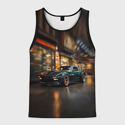 Майка-безрукавка мужская Спорткар с оранжевыми десками, цвет: 3D-черный