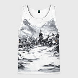 Мужская майка без рукавов Город в снегу перед новым годом