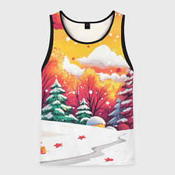 Мужская майка без рукавов Красно-желтые елочки