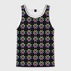 Мужская майка без рукавов Разноцветные звёзды на чёрном фоне