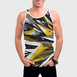 Майка-безрукавка мужская Чёрно-жёлто-белая абстракция, цвет: 3D-белый — фото 2