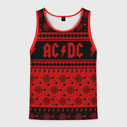 Майка-безрукавка мужская ACDC christmas sweater, цвет: 3D-красный