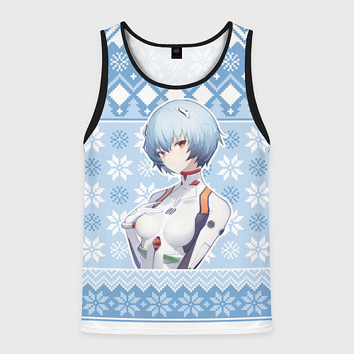 Мужская майка без рукавов Rei christmas sweater Evangelion / 3D-Черный – фото 1