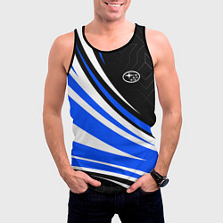Майка-безрукавка мужская Субару - бело-синий, цвет: 3D-черный — фото 2