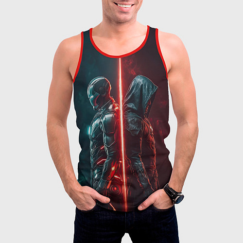 Мужская майка без рукавов Доктор Дум - Железный Человек / 3D-Красный – фото 3