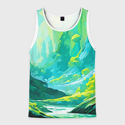 Мужская майка без рукавов Зелёная кислотная абстракция