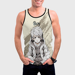 Майка-безрукавка мужская Парень в толстовке, цвет: 3D-черный — фото 2