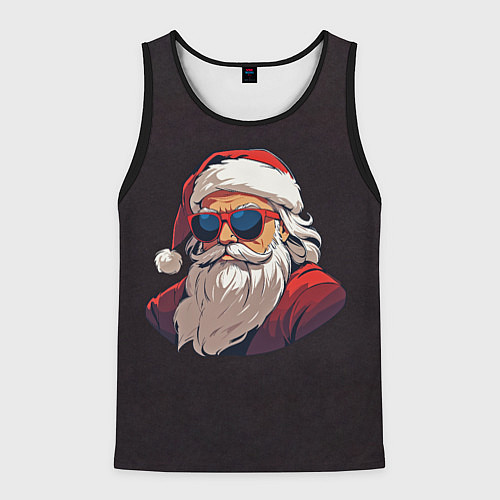 Мужская майка без рукавов Крутой санта в очках / 3D-Черный – фото 1
