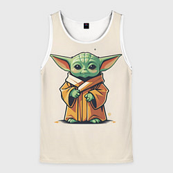 Майка-безрукавка мужская Малыш Грогу - Мандолорец, цвет: 3D-белый