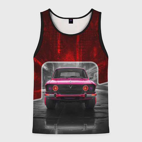 Мужская майка без рукавов Пурпурный автомобиль / 3D-Черный – фото 1