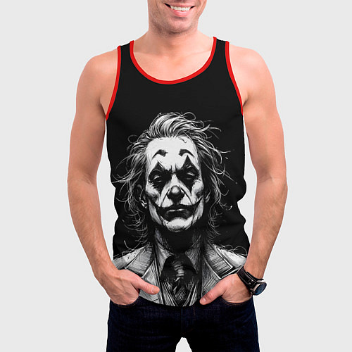 Мужская майка без рукавов Joker - clown / 3D-Красный – фото 3