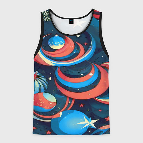 Мужская майка без рукавов Абстракция ёлочных игрушек / 3D-Черный – фото 1