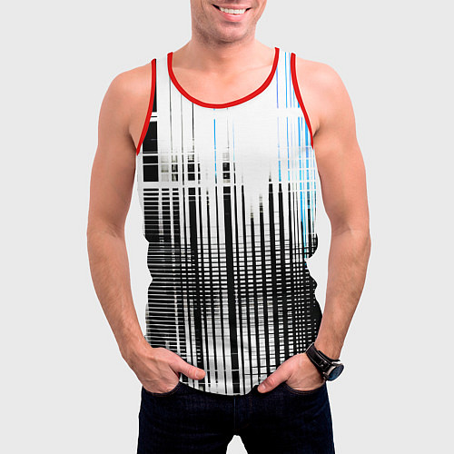 Мужская майка без рукавов Сине-чёрный гранж на белом фоне / 3D-Красный – фото 3
