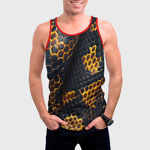Мужская майка без рукавов Текстура змеи / 3D-Красный – фото 3