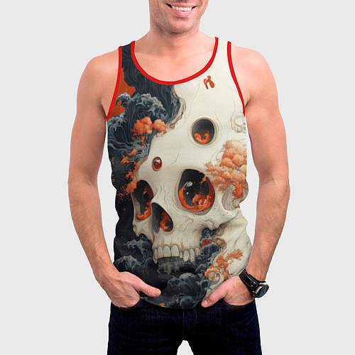 Мужская майка без рукавов Череп с жемчужиной во лбу / 3D-Красный – фото 3