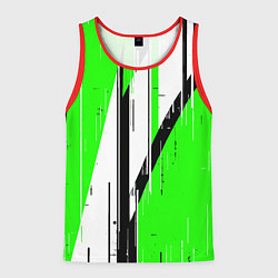 Мужская майка без рукавов Black and white vertical stripes on a green backgr