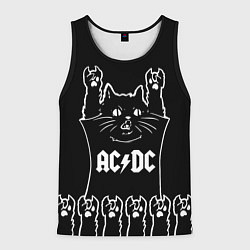 Майка-безрукавка мужская AC DC: cat rock, цвет: 3D-черный