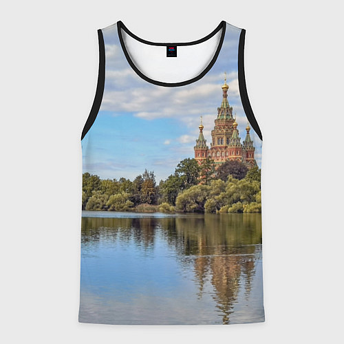 Мужская майка без рукавов Собор святых апостолов Петра и Павла в Петергофе / 3D-Черный – фото 1