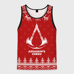 Майка-безрукавка мужская Новогодний Assassins Creed с оленями, цвет: 3D-черный