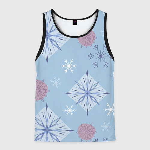 Мужская майка без рукавов Снежинки Эльзы / 3D-Черный – фото 1