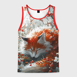 Майка-безрукавка мужская Милая лисичка в лесу, цвет: 3D-красный