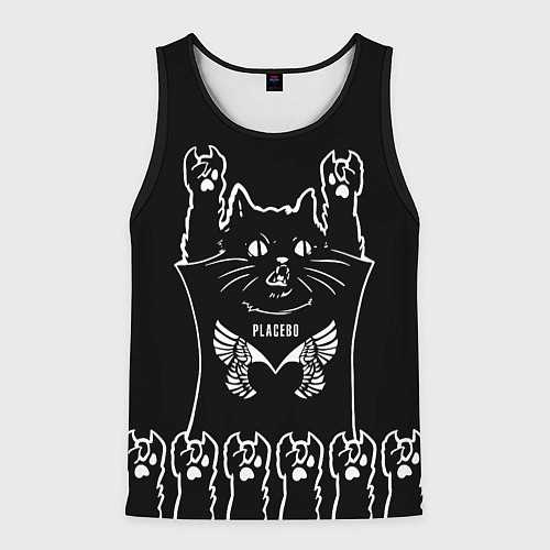 Мужская майка без рукавов Placebo: cat rock / 3D-Черный – фото 1