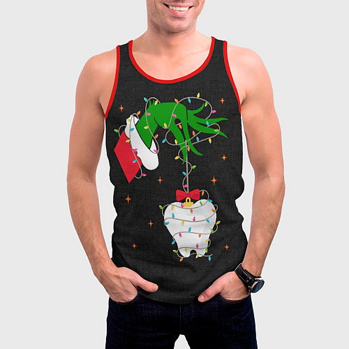 Мужская майка без рукавов Гринч похищает у зубной феи / 3D-Красный – фото 3