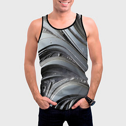 Майка-безрукавка мужская Полированный серебряный металл, цвет: 3D-черный — фото 2